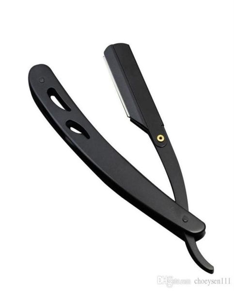 Hombres de afeitar herramientas de peluquería Razor de cabello y cuchillas Antiguas cuchillo de afeitar negro plegable de acero inoxidable Soportes de afeitar RAZOR172X5427029
