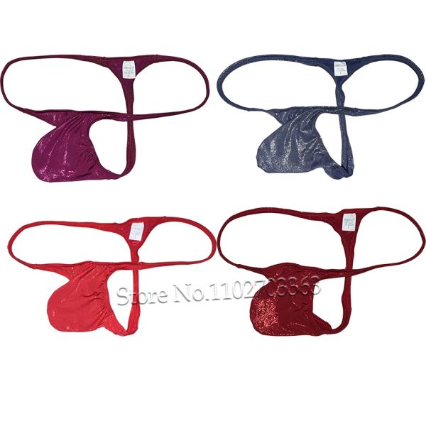 Micro string brillant pour hommes, string en soie glacée, Look mouillé, Jockstrap, Tangas extensible, sous-vêtements doux, Mini pantalon à dos en T