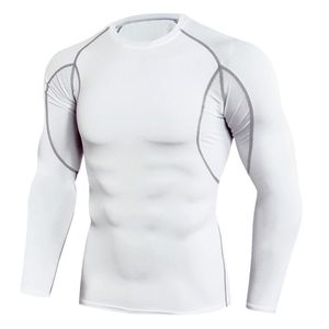 Mannen Shirt Compression Layer Base Sneldrogende Lange Mouw Training Fietsen Gym Fitness Sport Bodybuilding Onder-Draag T-shirt