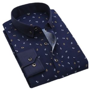 Mannen Shirt Lange Mouwen Floral Gedrukt Plaid Mode Pocket Casual S 100% Polyester Zachte Comfortabele Jurk 220401