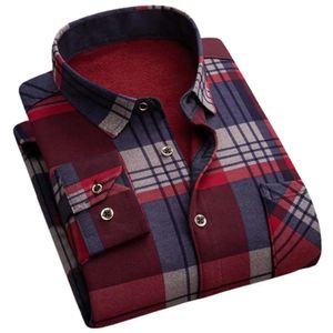 Men de chemise plaid épaissisphes chaude revers formel pour usure quotidienne 240429