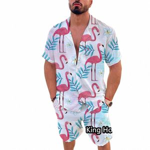 Mannen Overhemd Set Zomer 2 Delige Sets Voor Mannen Korte Mouw Casual Shirt Shorts Oversized Strand Heren Streetwear Hawaiian shirt Pakken S5Js #