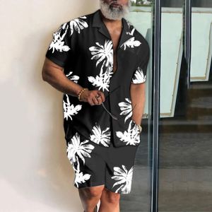 Men Shirt Sets 3D Imprimer à la noix de coco à manches courtes courtes décontractées Shorts de plage surdimensionnés Streetwear Hawaiian costumes vêtements 240508