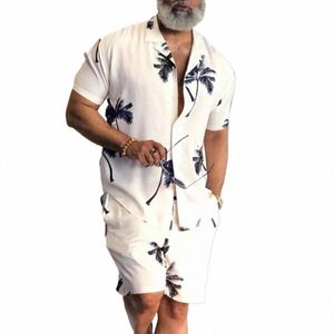 Mannen Shirt Sets 3d Print Cocut Boom Korte Mouw Casual Shirt oversized Strand Shorts Zomer Streetwear Hawaiiaanse Pakken Kleding x4oW #