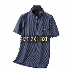 Heren Overhemd Gestreept Dr Cott 2023 Korte Mouw Zomer Oversize 6XL 7XL 8XL 10XL Plus Size Formeel Casual Designer Hoge kwaliteit R0vF#
