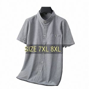 Mannen Shirt Gestreept Dr Cott 2023 Korte Mouw Zomer Oversize 6XL 7XL 8XL 10XL Plus Size Formeel Casual Designer Hoge kwaliteit G0ms#