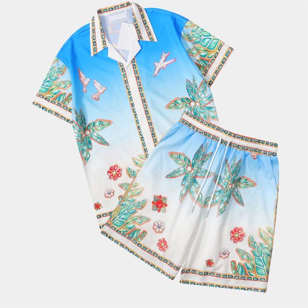 Hommes chemises Designer T-shirt set imprimé Hawaii Floral Casual Shirt and Short Silk Shirt Tee Womens Mens Tshirt Sandy Beach Short Summer M-3xl