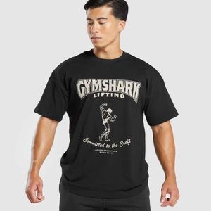 Chemises pour hommes populaires ~ gymshark Ironworks classique fendu 1/4 propagation coton ample lavage doux T-shirt à manches courtes