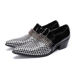 Mannen Schoenen 6.5cm Hoge HeelPointed Teen Designer's Lederen Jurk Schoenen Oxfords Zapatos de Hombre Sepatu PRIA