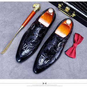 Chaussures pour hommes Couleur Monk Solid Pu Retro Texture de boucle simple
