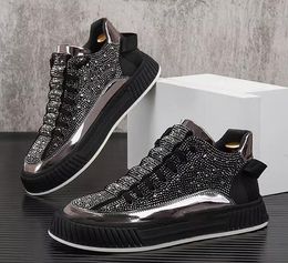 Men Shoes Designer Rivets Rhinestone Street Dance Party Jurk Sneaker Hoogte toenemende flats ademende casual loafers wandelschoenen 17420