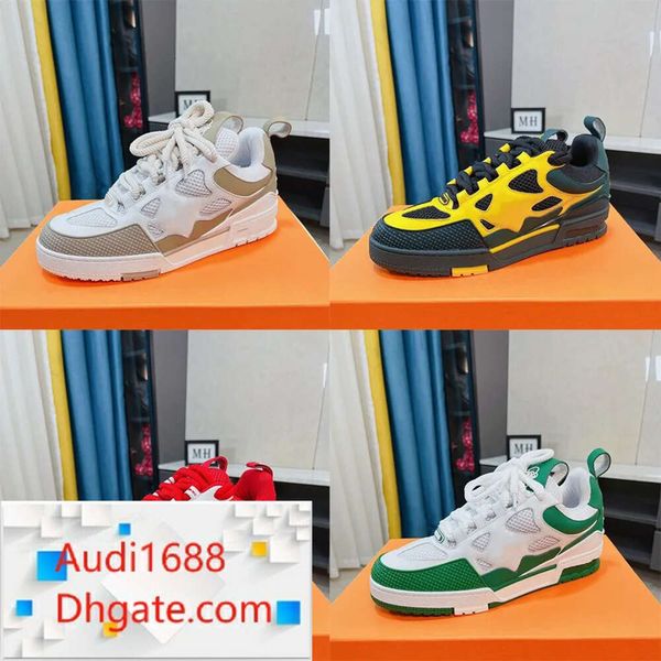 Hommes chaussures baskets de créateur plate-forme formateurs en cuir caoutchouc Sneaker multicolore à lacets Skate mode Runni