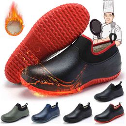 Mannen schoenen keuken werken toevoegen katoenen antislip waterdichte chef casual unisex werk water regenlaarzen