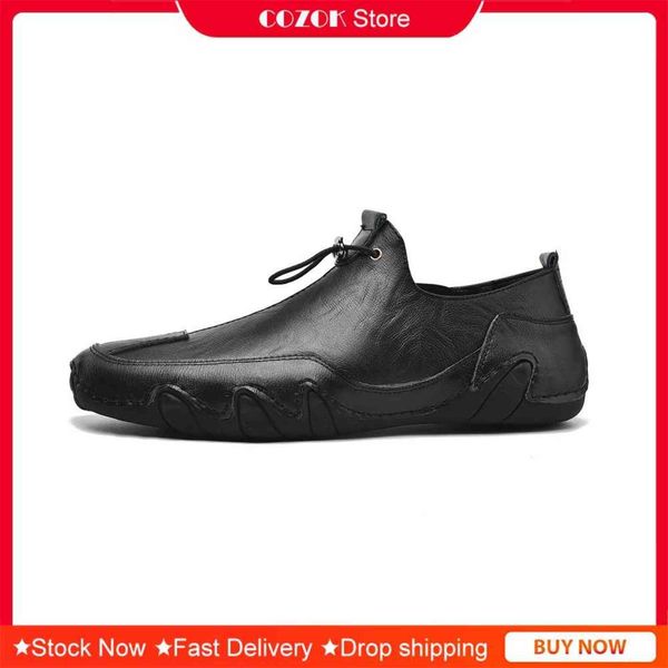 Zapatos de hombre Mocasines casuales de cuero de alta calidad Pisos Zapatos ligeros suaves Calzado de conducción para hombres Zapatillas de deporte de moda Tamaño grande 6-13 38-47 H1125