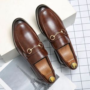 Hommes chaussures de luxe en cuir marron chaussures noir pour hommes mocassins mode décontracté luxe en cuir italien hommes mariage Hippie