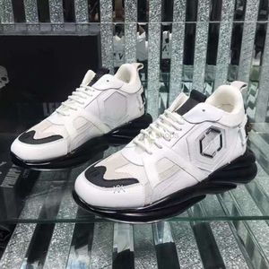 Men schoenen luxe ontwerper Scarpe Plein Casual Sneakers Mens Pleins schoen koehide patchwork kleur contrast zachte zool schokabsorptie outdoor daddy schoenen