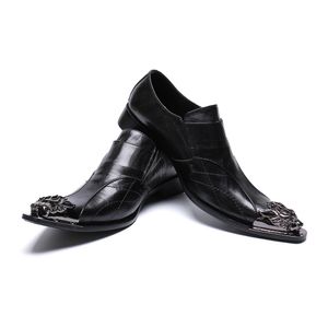 Hommes chaussures Rock en cuir véritable chaussures habillées hommes à la main mode noir hommes mariage fête chaussures de bal