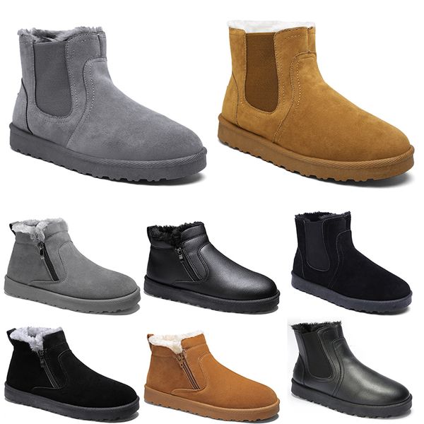 Chaussures masculines Femme sans marque Bottes de neige de la cheville marron noir en cuir gris gris tendance mode extérieur chaud