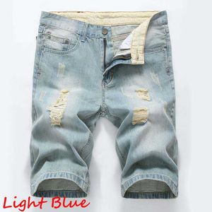 Mannen Korte Jeans Biker Broek Mode Kleding Verontruste Skinny Gescheurde Gaten Heren Denim Shorts Designer987