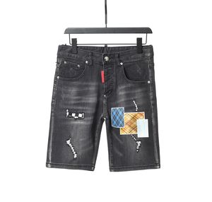 Hombres jeans cortos rasgados recto recto fit de moda