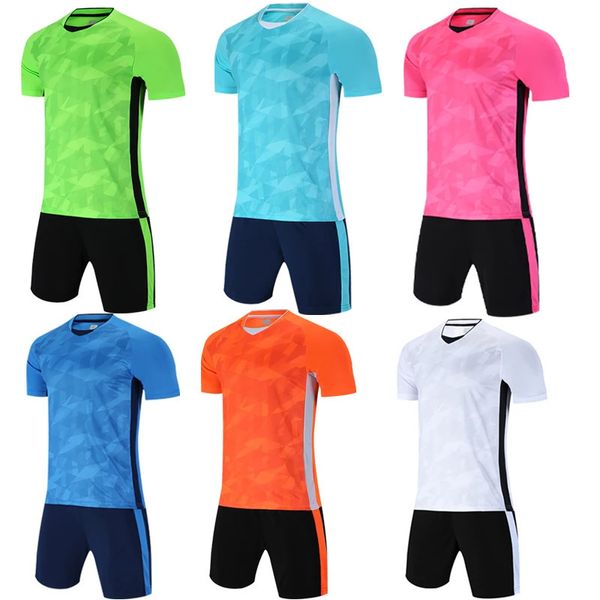 Hombres de manga corta camiseta de fútbol azul uniforme de fútbol para adultos niños camiseta de fútbol naranja niño camisetas deportivas conjunto nombre DIY número OEM 240315