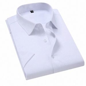 Hommes chemises à manches courtes été nouvelle couleur unie mince chemises blanches classique Fi haute qualité hommes vêtements grande taille 6XL 7XL 8XL M8BP #