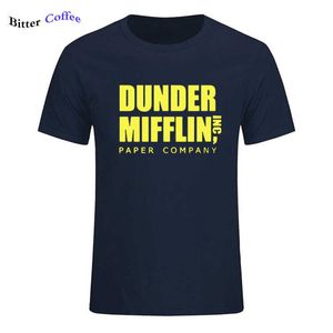 Hommes à manches courtes l'émission de télévision de bureau Dunder Mifflin papier T-Shirt col rond t-shirts pour impression coton T-shirt 210629