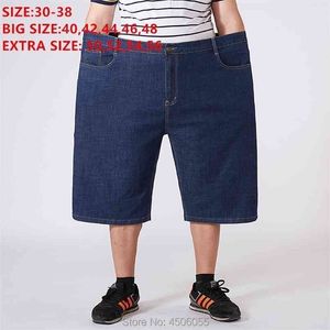Pantalones cortos para hombres Denim Cintura alta Verano Jeans cortos sueltos Masculino Mens Homme de gran tamaño Big Plus Tamaño 48 50 52 54 56 Bermudas 210713
