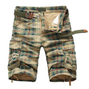 Hommes Shorts mode Plaid plage pantalon court hommes décontracté Camouflage militaire mâle Bermuda Cargo salopette