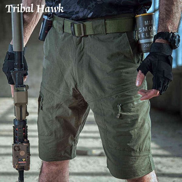 Hommes Shorts Style Militaire Tactique Cargo Shorts Armée Respirant À Séchage Rapide Vêtements Summe Casual Multi Poche Noir Travail Court H1210