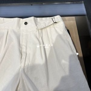 Men Shorts Summer Lardini rétro Coton blanc et boucle côté lin