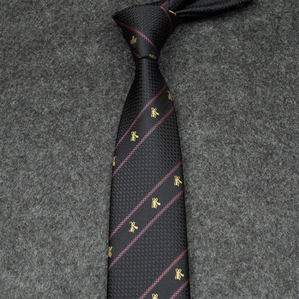 Corbata de diseñador de seda para hombre, corbata negra para mujer, vestido de novia, ropa, cinta roja y verde, corbatas a rayas, bordado de lujo patter3432