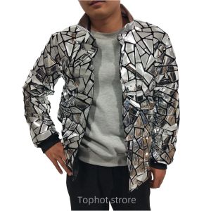 Men Silver Mirror Jacket Mabe Sequins