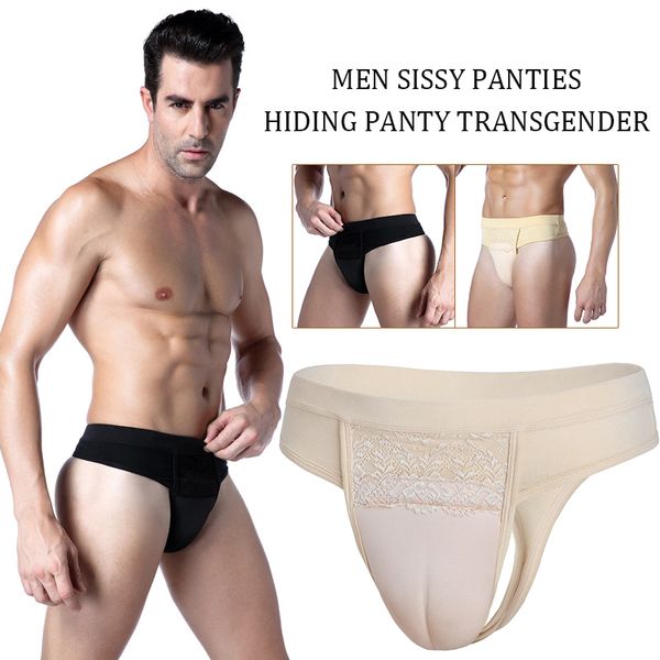 Hombres Sissy Fake Vagina Camel Toe Panties Ocultar Gaff Panty Tanga para transgénero Crossdresser Shemale