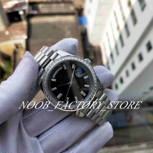 Montre taille homme Super BP Factory Version 2813 Mouvement automatique Cadran diamant Lunette Bracelet en acier inoxydable Verre saphir 40 mm Montres de plongée Boîte en plastique cadeau