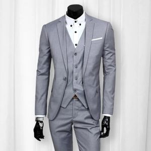Men Skinny 3 stuks Set Formele Slim Fit Business Suit Zipper Solid Male bruidegom bruiloft Blazers Jacket Coat broek Vest 240407