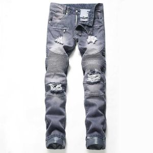 Mannen skinny jeans mode cool merk gescheurd gat grote maat jean mannelijke mannen nieuwe ontwerp casual jean homme slanke rechte benen x0621