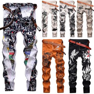 Hommes jeans skinny pantalon floral pantalon décontracté slim slim stretch denim jeans décontracté pour hommes pour hommes