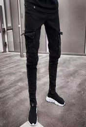 Hommes skinny jeans multipocket mince pantalon crayon 2021 NOUVEAU NOUVEAU SALLES HOMMES STREET HIPHOP MOTO VENSEMENT BILLE Jeans x06215369173