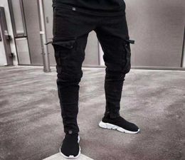 Men Skinny Jeans Multipocket Slim Pencil Pants 2021 Zwart Nieuwe mannelijke overalls Street Hiphop Moto Bike Clothing Jeans X06214269817