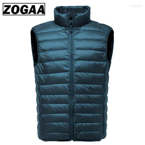 Chaqueta sin mangas para hombre, chaleco de plumón de pato blanco ultraligero de invierno, ropa ajustada para hombre, chaleco cálido a prueba de viento Stra22