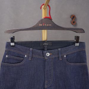 Mannen slanke jeans zomer brioni blauwe echte denim broek