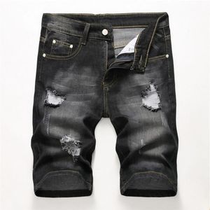 Mannen Slim Ripped Denim Shorts Jeans Designer Distressed Gebleekte Stylist Gaten Retro Korte Broek Big Size 42 Broek JB3285J