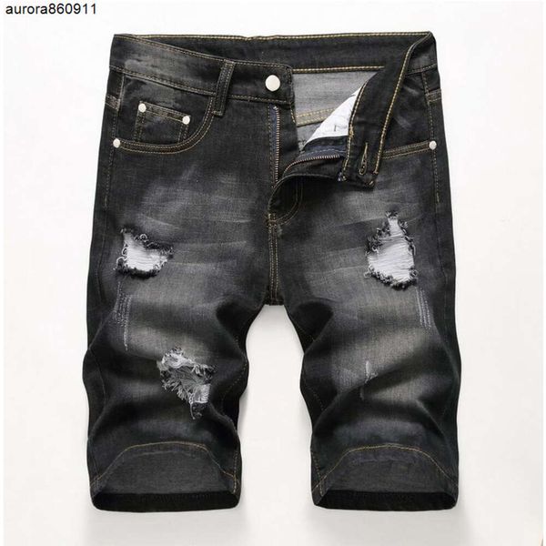 Hommes Slim Ripped Denim Shorts Jeans Designer En détresse Blanchi Styliste Trous Rétro Pantalon Court Pantalon Grande Taille