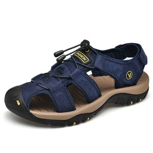 Men Slippers Classic S Summer Comfortabele heren echte lederen sandalen Big Soft Soft Outdoor Casual Shoes Sandal Caual Shoe