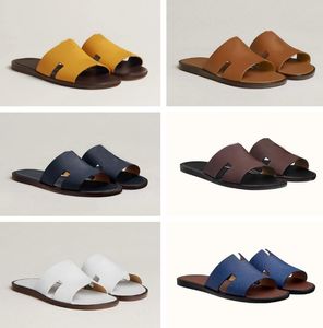 Hommes Pantoufles Designer Sandales En Cuir Izmir Flip Flop Oran Heritage Sandales En Cuir De Veau D'été Paresseux Grande Plage Plat Top Casual Slides Pompe 39-46 BOX