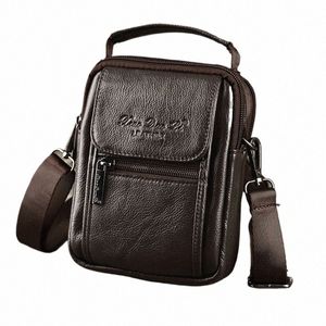 Mannen Kleine Schoudertas Crossbody Tassen Handtas Lederen Riem Hip Bum Fanny Taille Verpakking Echte Koeienhuid Mannelijke Mini Menger tas G3O8 #