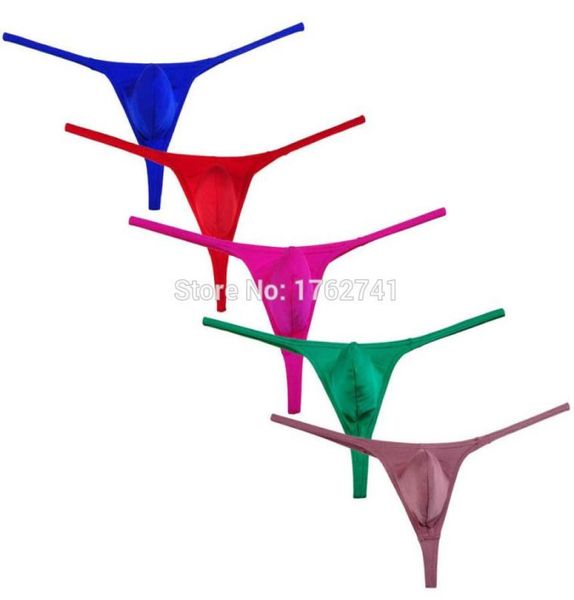 Hommes lisse doux Spandex poche bombée Bikini tongs sous-vêtements Super élastique peau Tanga mâle Sexy Tback S9231343977