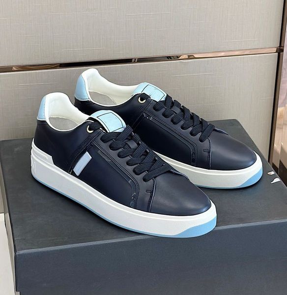 Baskets masquers B-Court chaussures en cuir lisse en cuir blanc noir marine veau en cuir chunky caoutchouc extérieur sole robe skateboard Walking Eu38-46