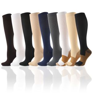 Calcetines de compresión de algodón Unisex para hombre, tubo largo, venta al por mayor, calcetín de cobre, medias para aliviar el dolor, 15-20 MmHg, nailon deportivo hasta la rodilla